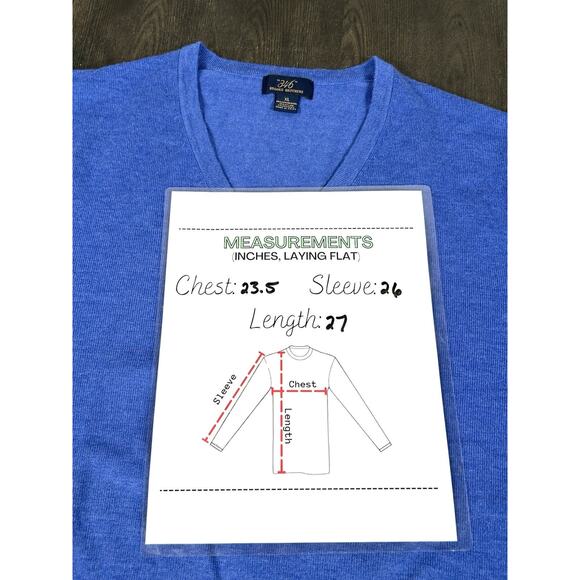 346 Brooks Brothers Sweater Men's XL Blue V-Neck Merino Wool EUC - Picture 6 of 7